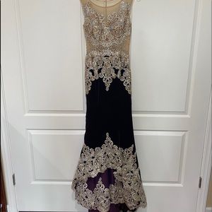 Purple Velvet Evening Dress